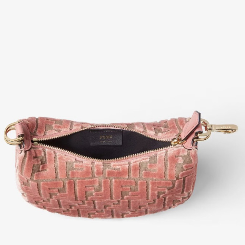 FENDI Fendigraphy mini FF logo velvet hobo crossbody bag - Picture 3 of 8
